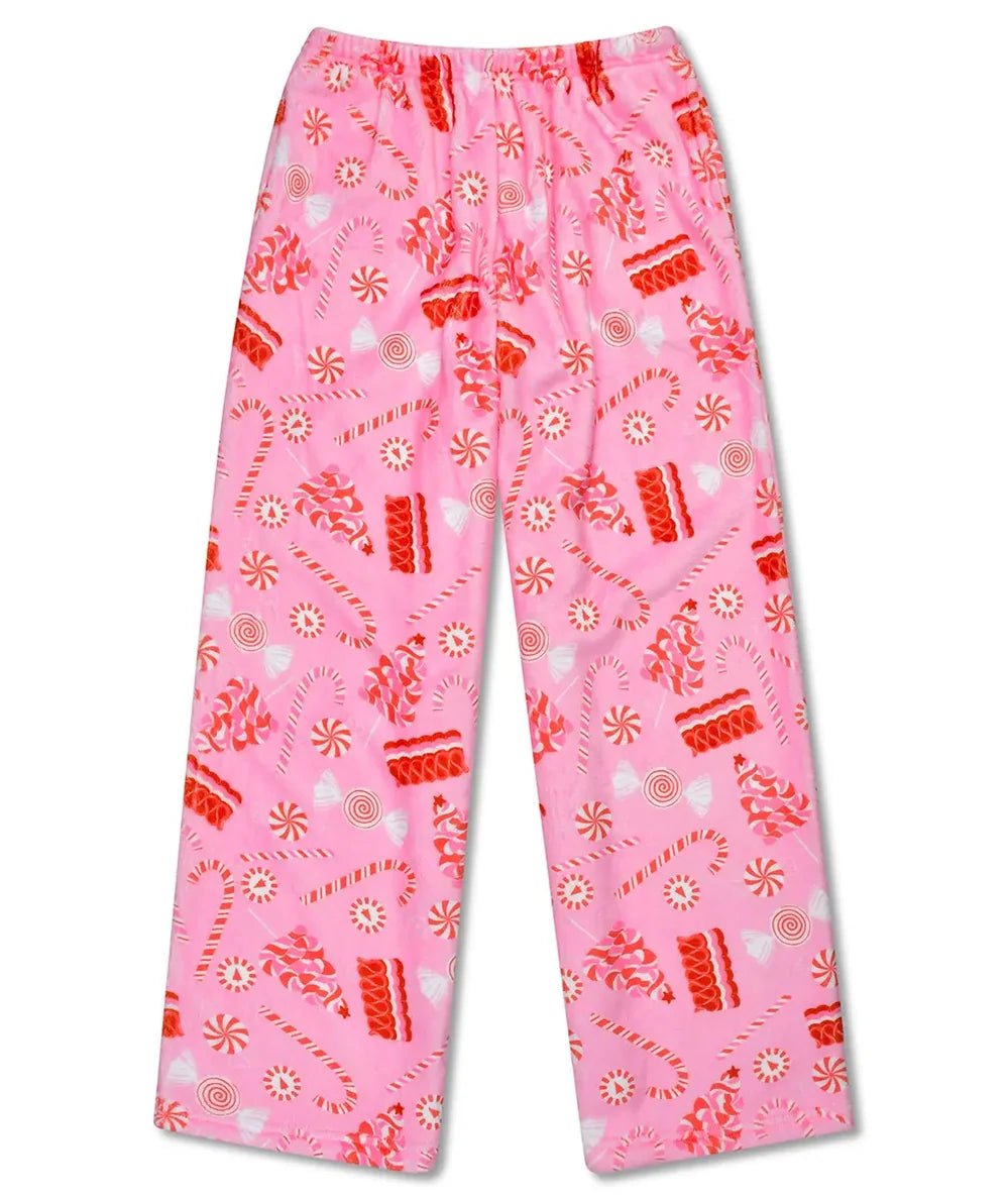 Tween Festive Fuzzy Pants in Peppermint Twist by Iscream with ultra-soft fuzzy plush fabric - CAKEWISH.