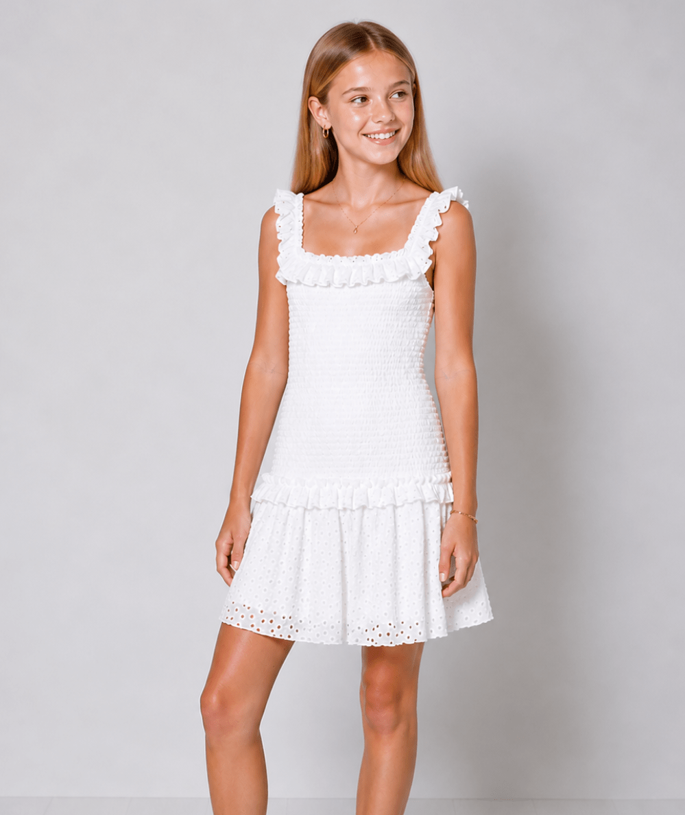 Tween Fitz Eyelet Drop Waist Dress - CAKEWISH
