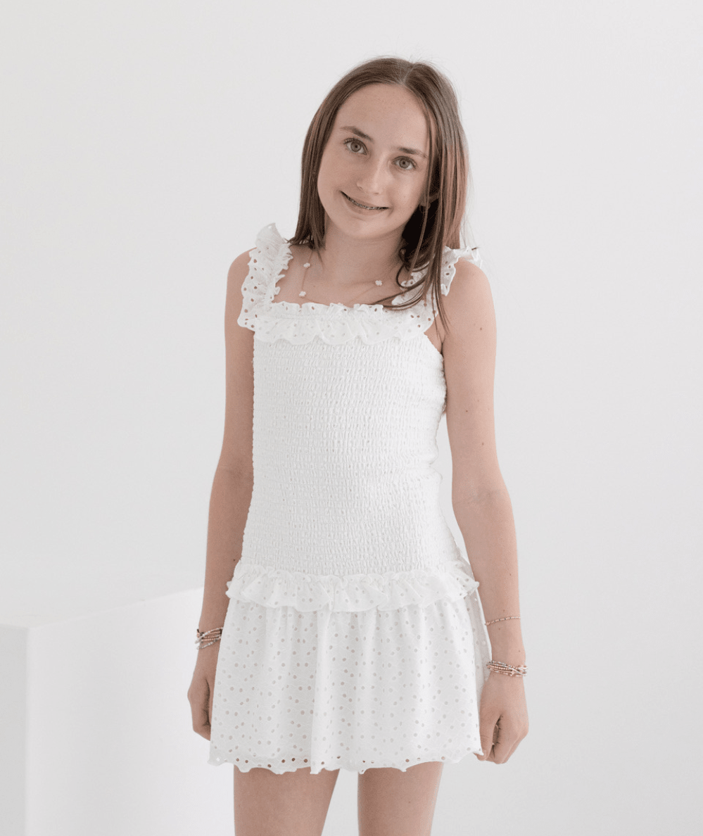 Tween Fitz Eyelet Drop Waist Dress - CAKEWISH