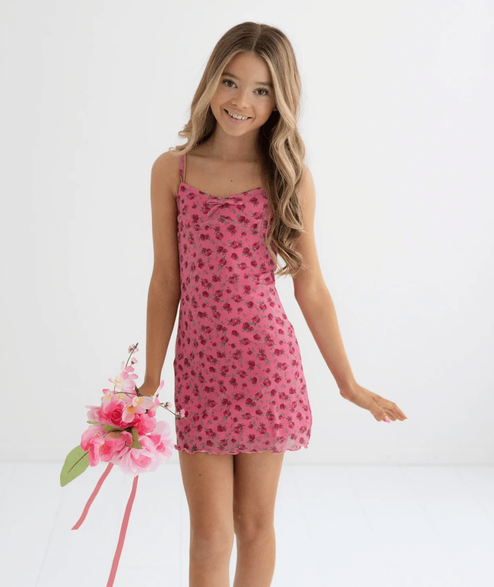 Tween Floral Mesh Betsy Dress - CAKEWISH