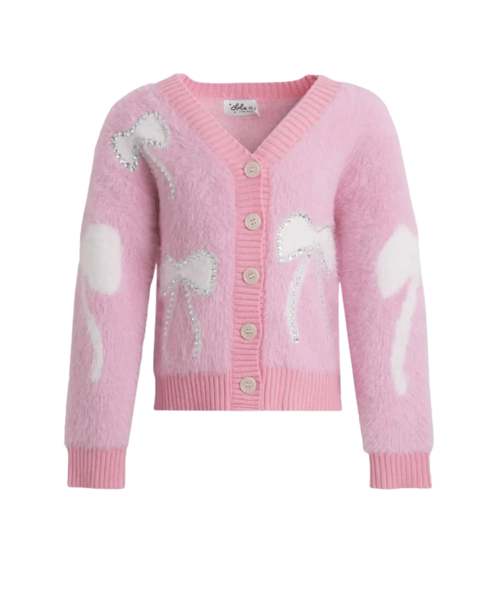 Lola & the Boys Tween Fuzzy Bow Cardigan - CAKEWISH
