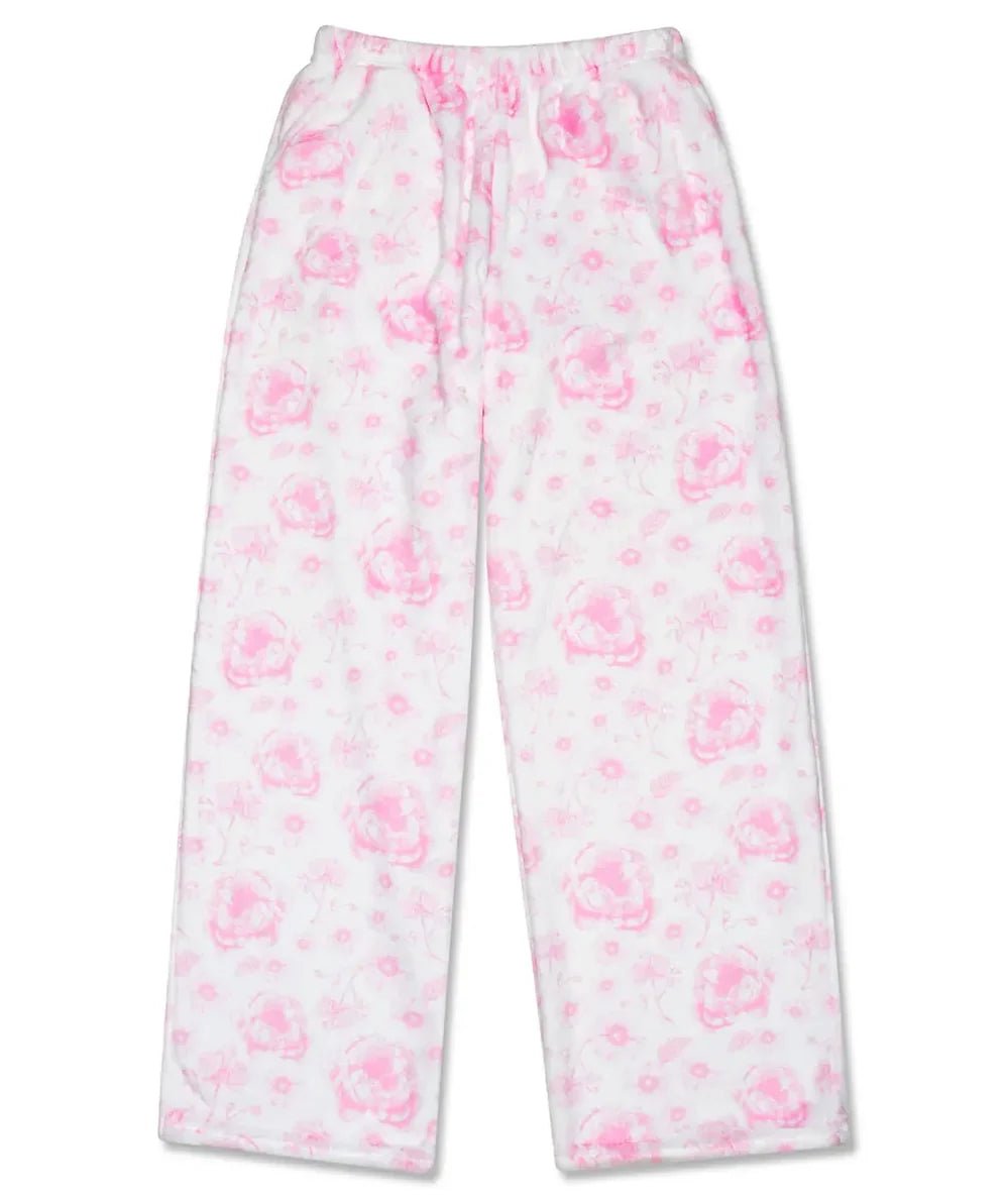 Pretty Pink Toile plush pajama pants in a romantic pink toile print for tweens, by Iscream - CAKEWISH