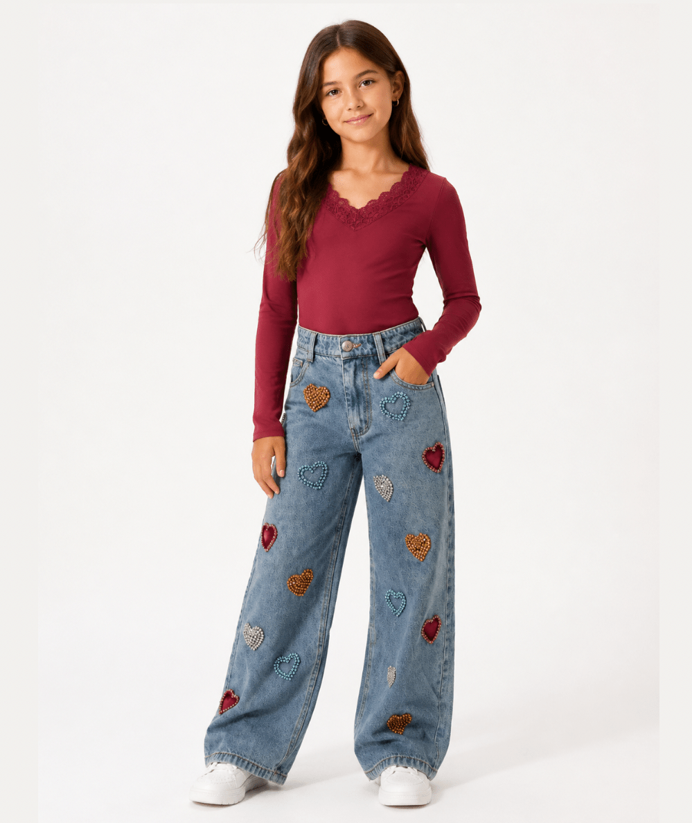 Tween Gems Rainbow Heart Jeans - CAKEWISH