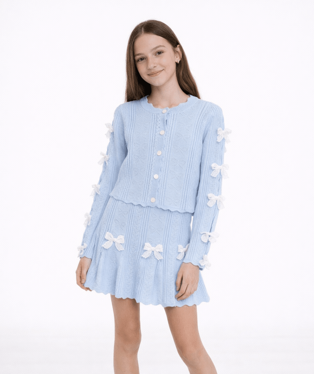 Tween Gracyn Knit Skirt with Bows - CAKEWISH