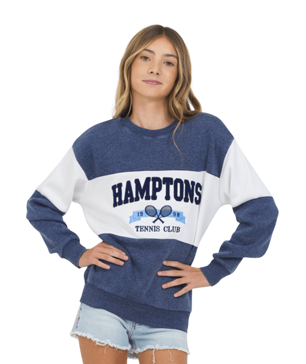 Tween ‘Hamptons Tennis’ Color Block Crewneck - CAKEWISH