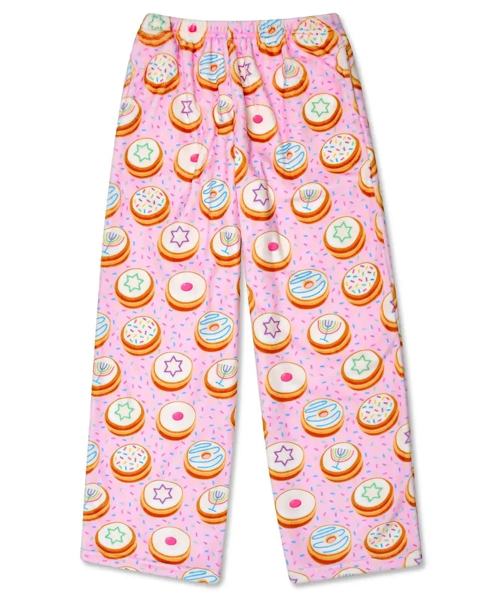 Tween Hanukkah Donuts Fuzzy Pants by Iscream with ultra-soft fuzzy plush fabric - CAKEWISH.