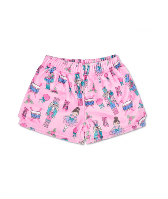 Tween Holiday Print Fuzzy Plush Shorts - CAKEWISH
