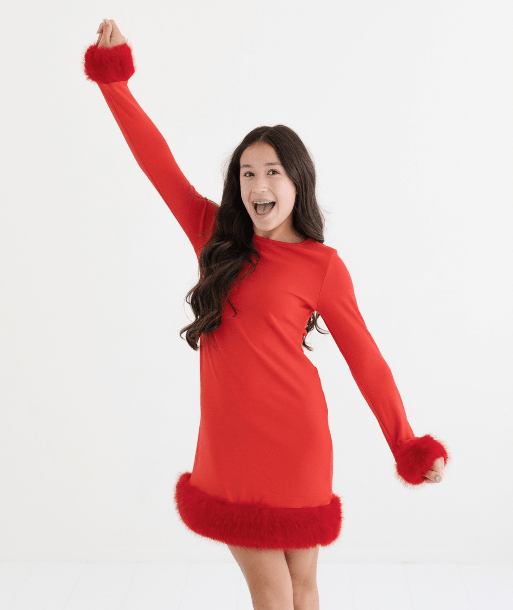 Tween Holly Faux Fur Holiday Dress - CAKEWISH