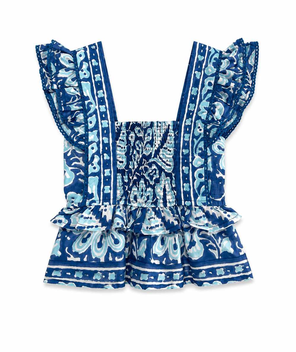 Tween Jennifer Flutter Sleeve Smocked Top - CAKEWISH