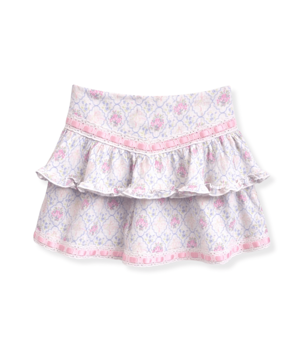 Tween Julie Floral Tiered Ruffle Mini Skirt - CAKEWISH