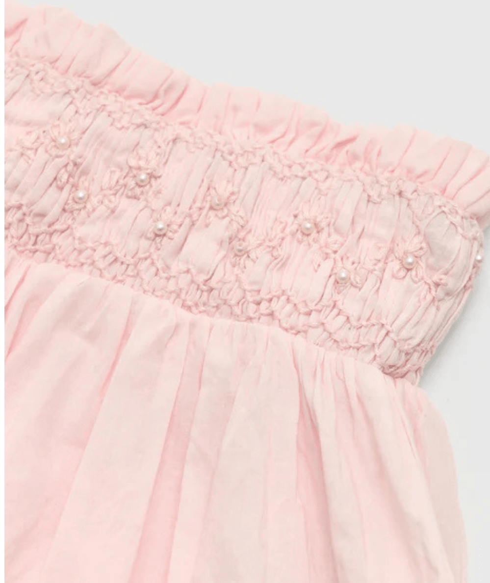 Tween June Embroidered Pearl Smocked Skirt - CAKEWISH