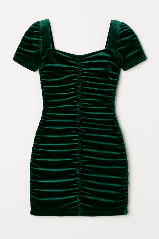 Tween Karen All Over Ruched Velvet Dress - CAKEWISH