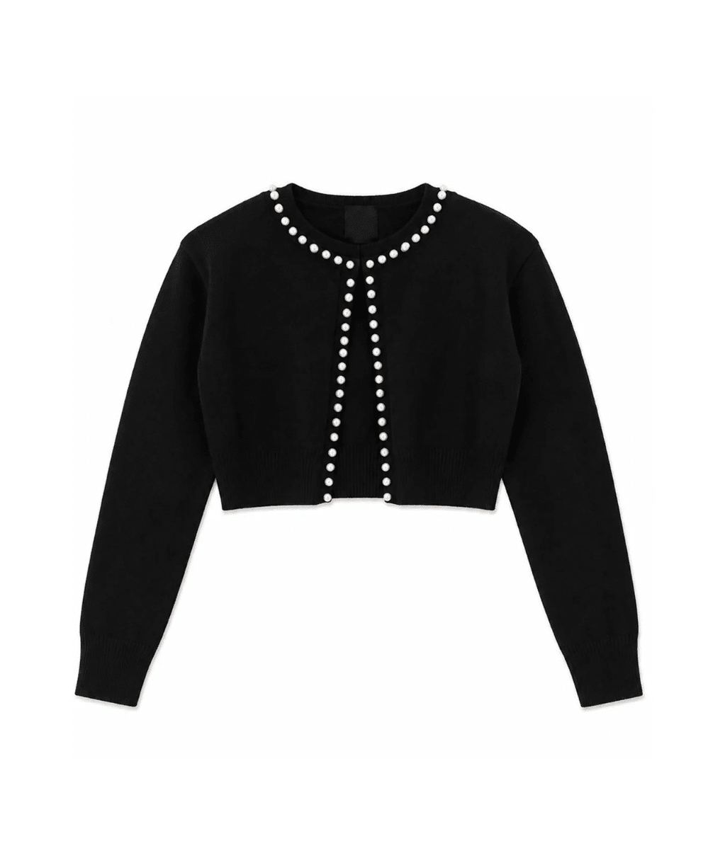 Tween Kitty Pearl Trim Cardigan Sweater - CAKEWISH