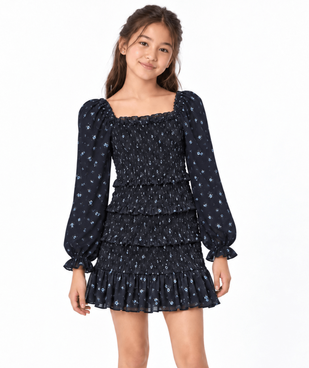 Tween Laila Long Sleeve Print Dress - CAKEWISH