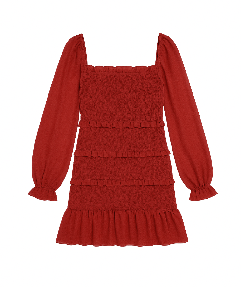Tween Laila Sheer Silky Georgette Long Sleeve Red Dress by KatieJ NYC - CAKEWISH