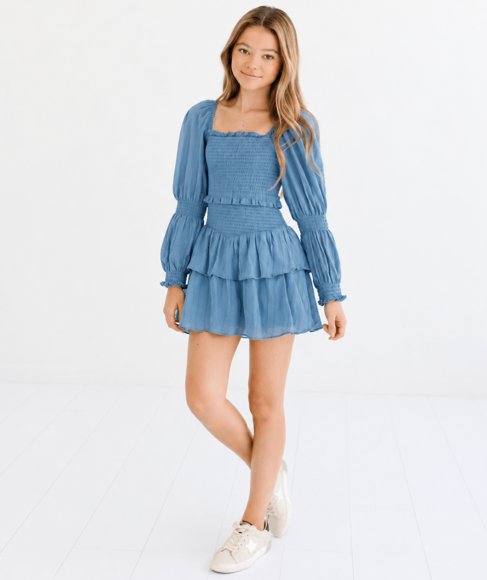 Tween Lainey Long Sleeve Solid Dress - CAKEWISH