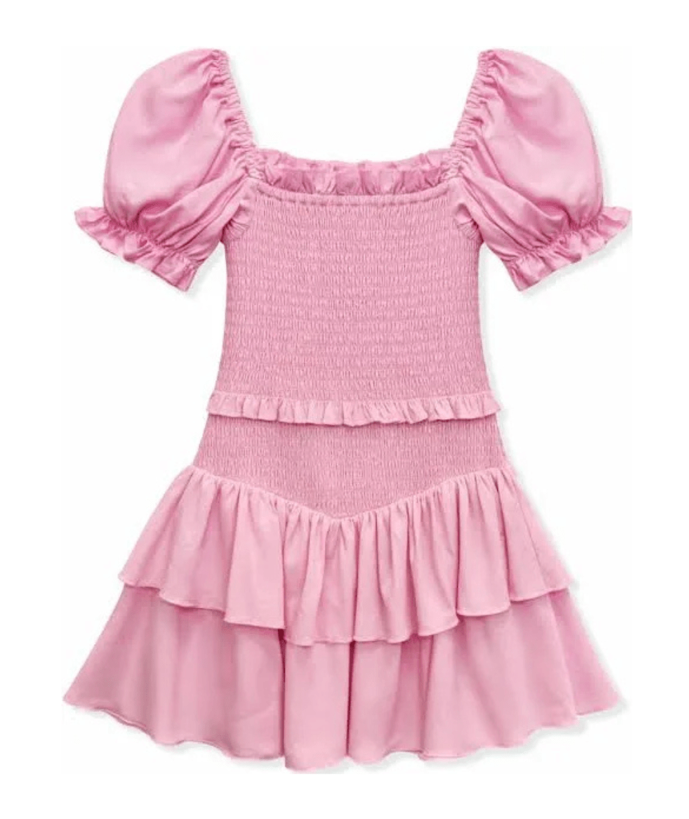 Tween Lainey Puff Sleeve Dress in Baby Pink - CAKEWISH