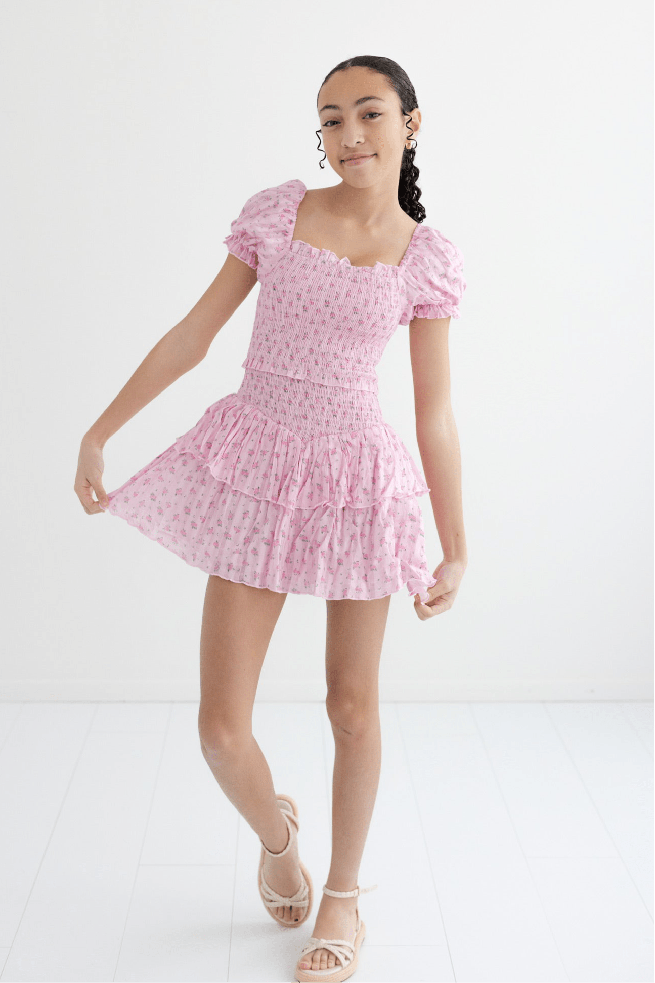 Tween Lainey Short Sleeve Floral Dress - CAKEWISH