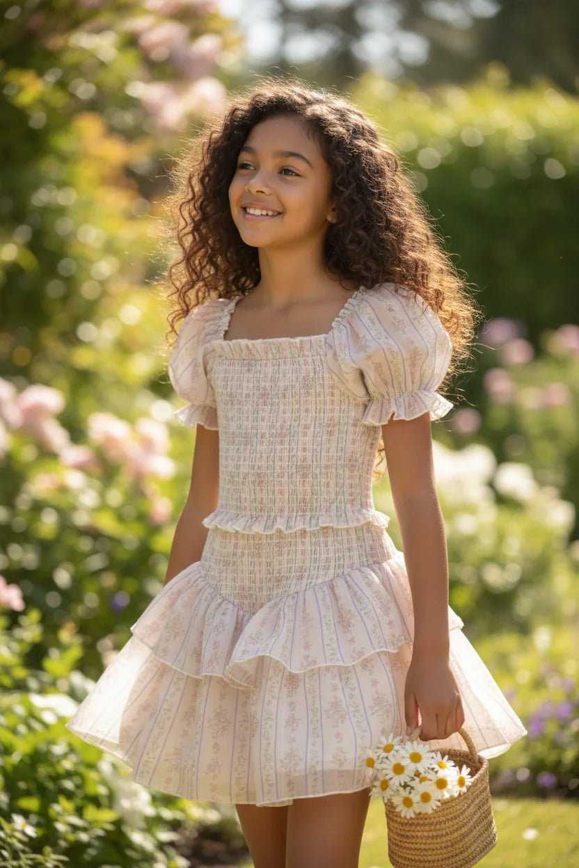 Tween Lainey Short Sleeve Floral Dress - CAKEWISH