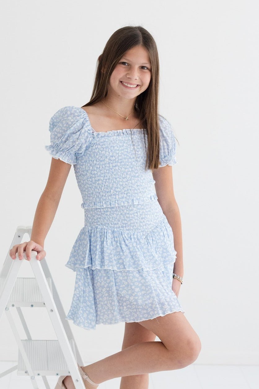 Tween Lainey Short Sleeve Floral Dress - CAKEWISH