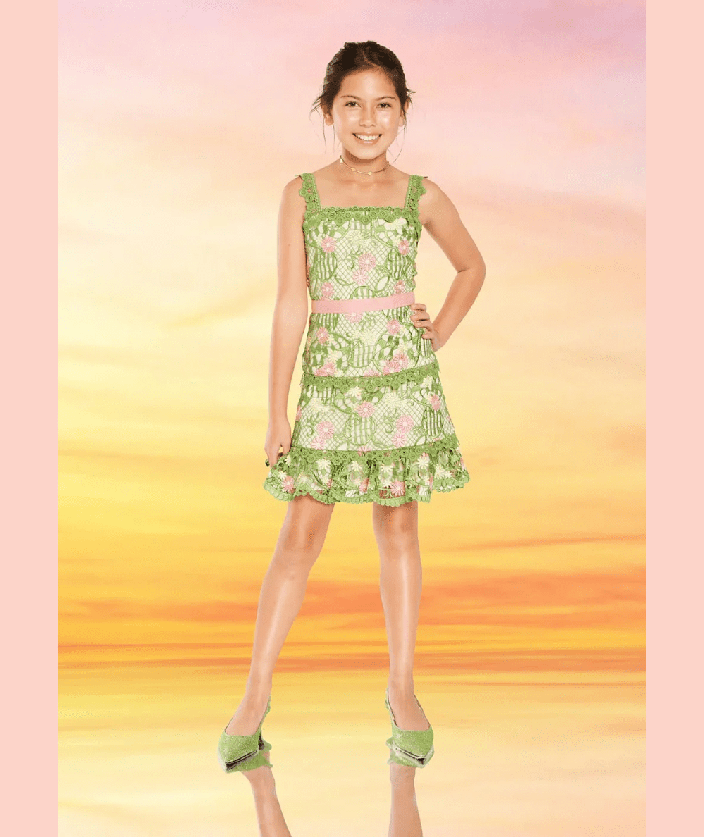 Marlo Tween Lana Embroidered Mini Dress, multi floral embroidery - CAKEWISH