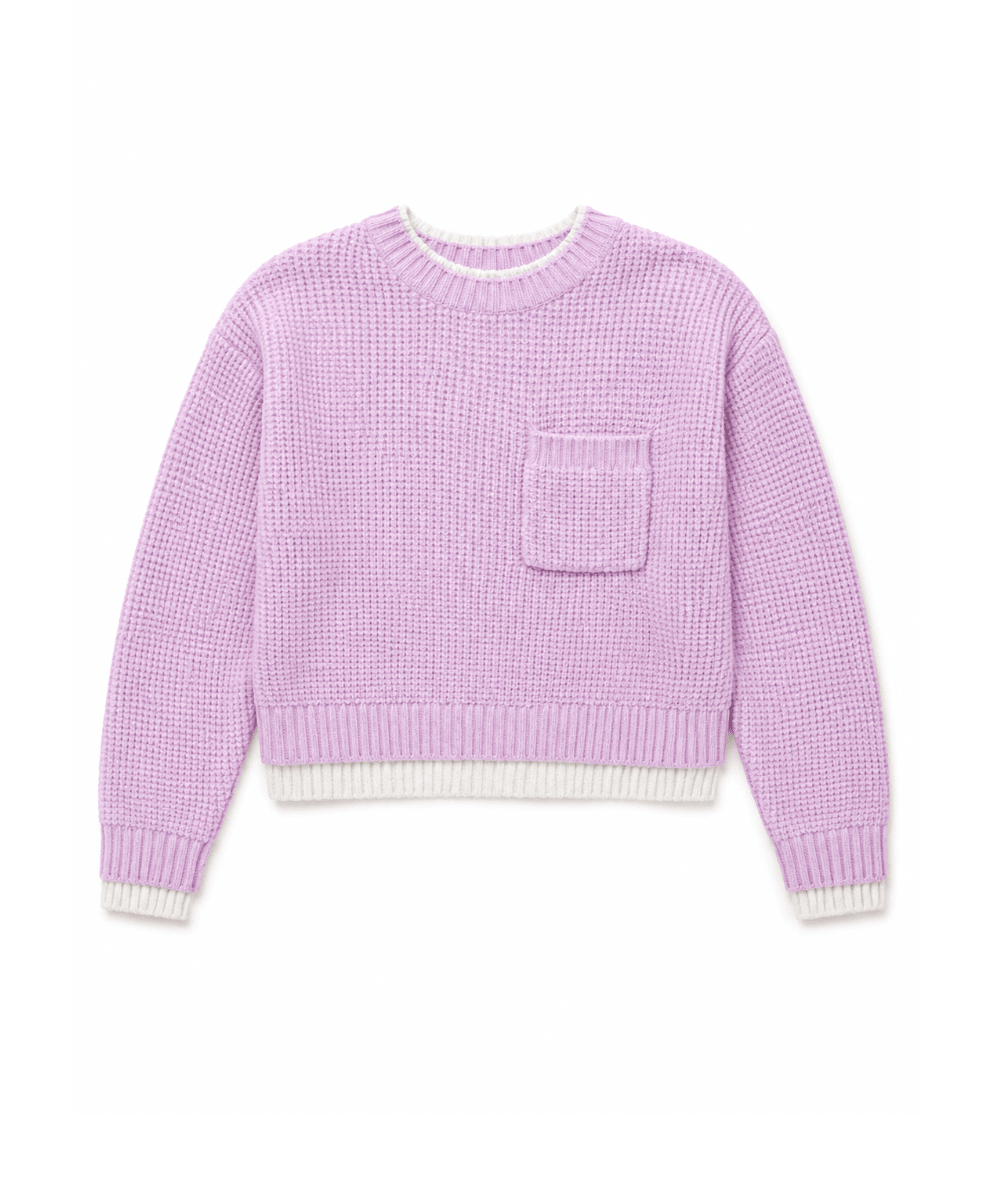 Tween Lilac Contrast Trim Sweater - CAKEWISH