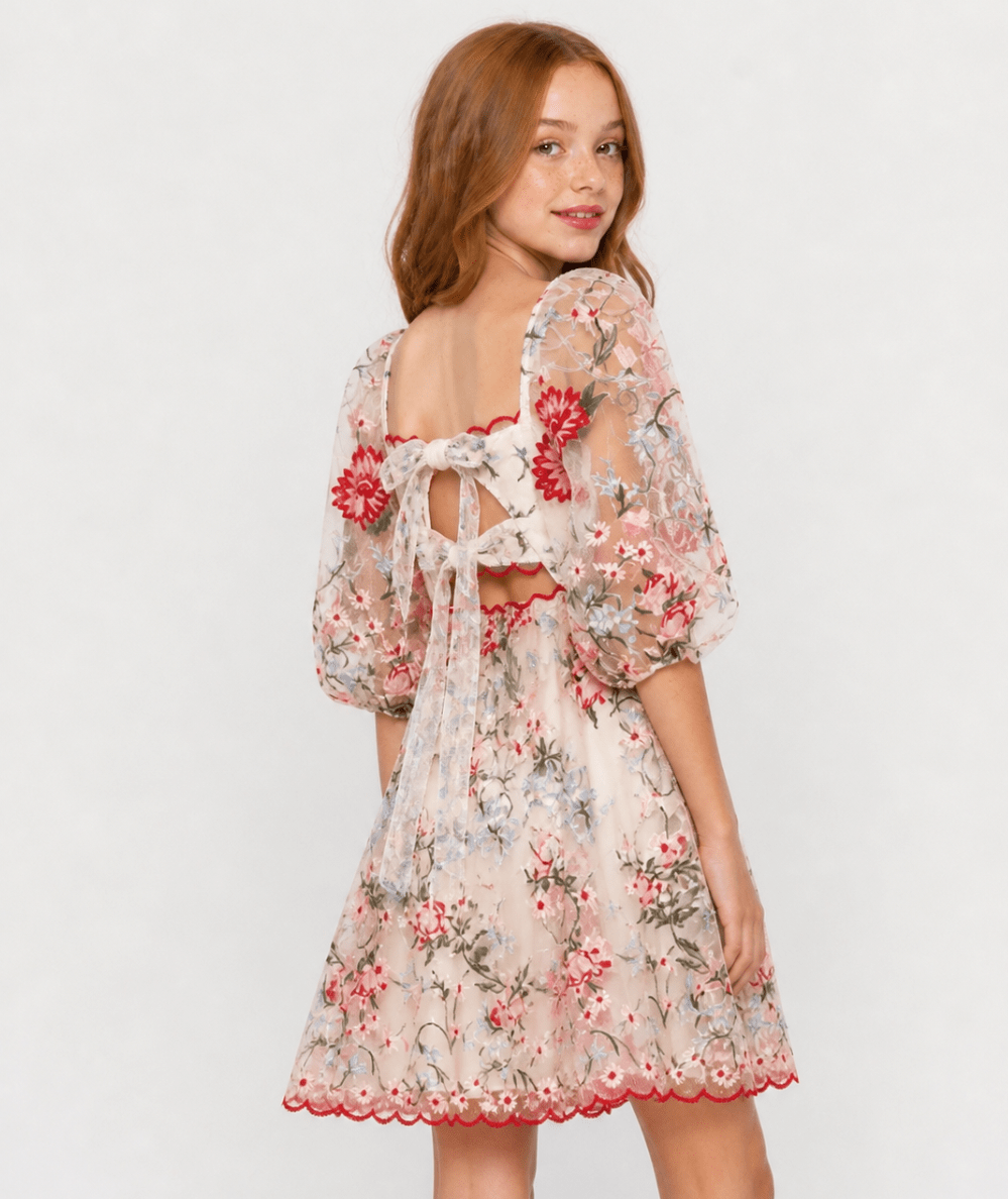 Tween Lillia Embroidered Mini Dress - CAKEWISH