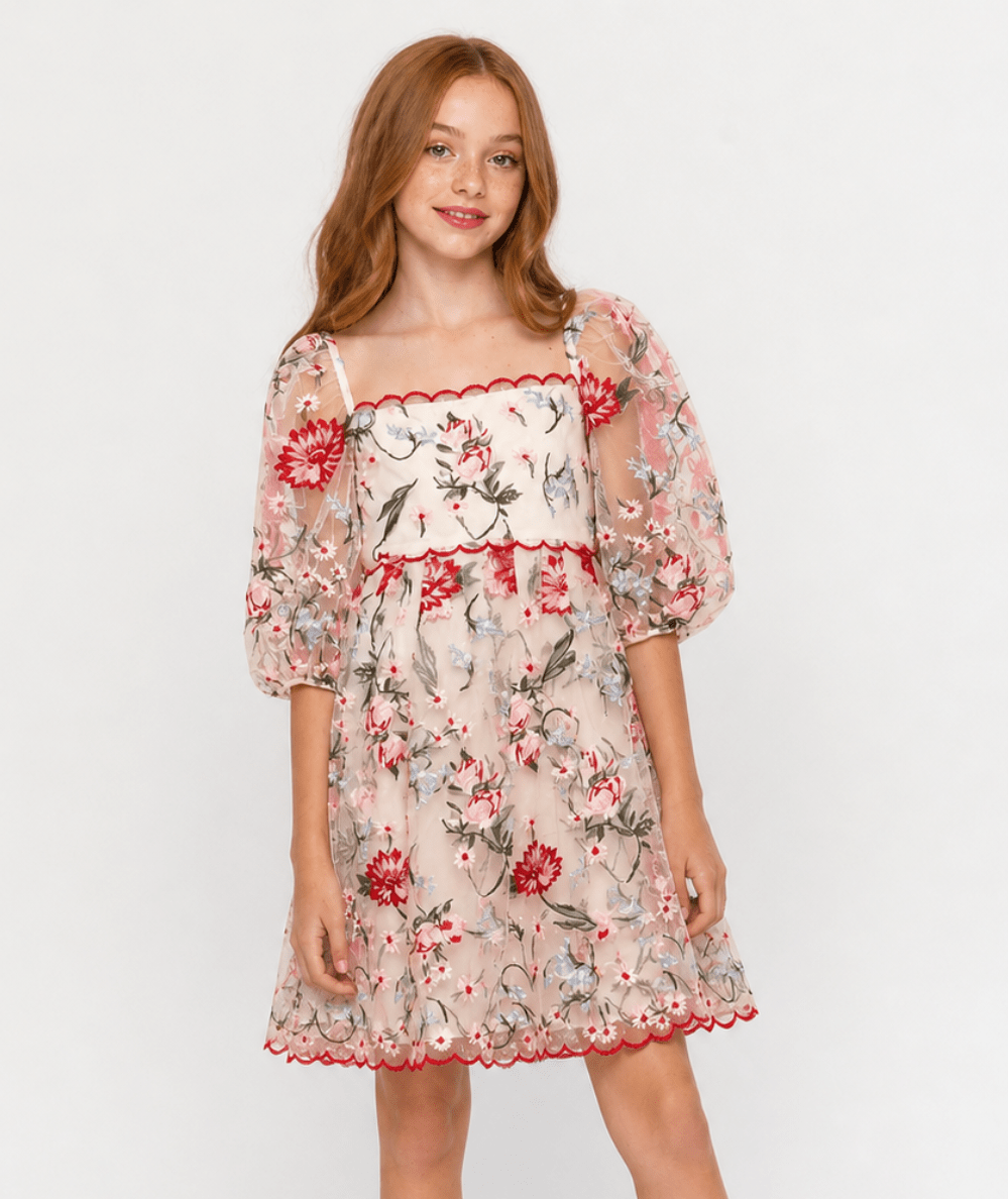Tween Lillia Embroidered Mini Dress - CAKEWISH