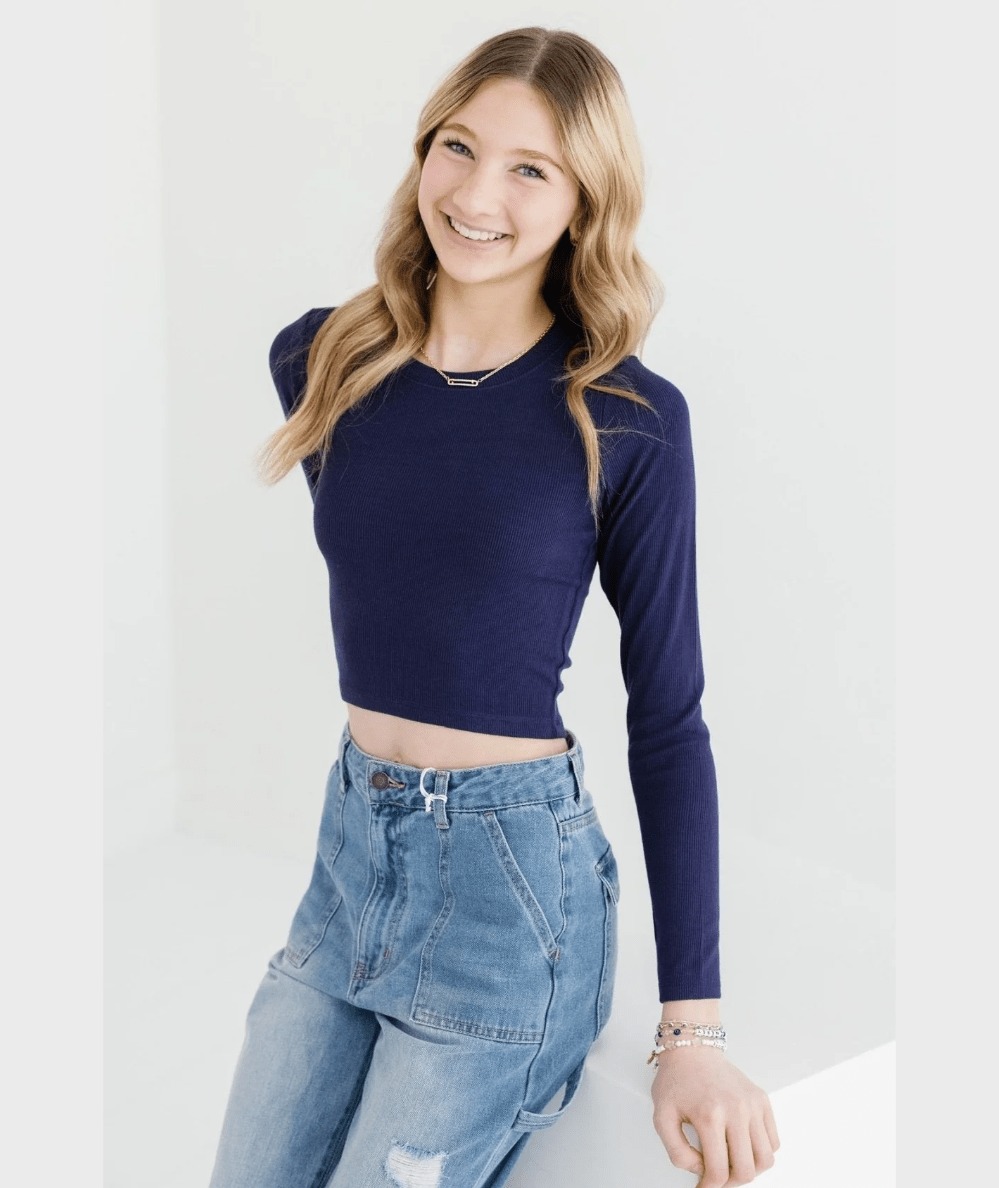 Tween Livi Long Sleeve Ribbed Tee - CAKEWISH