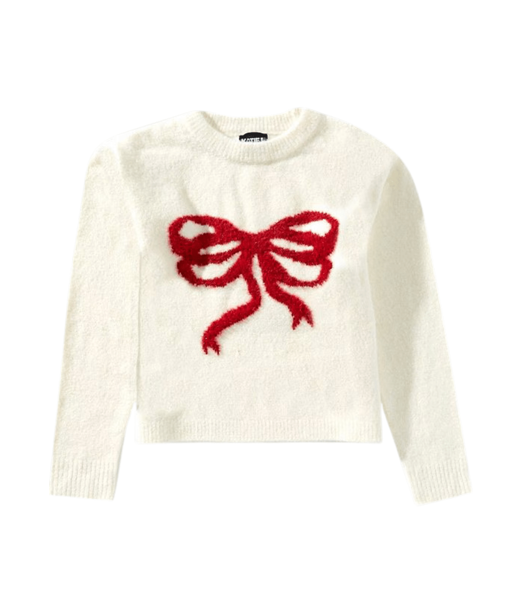 Tween Maggie Glitter Bow Sweater - CAKEWISH