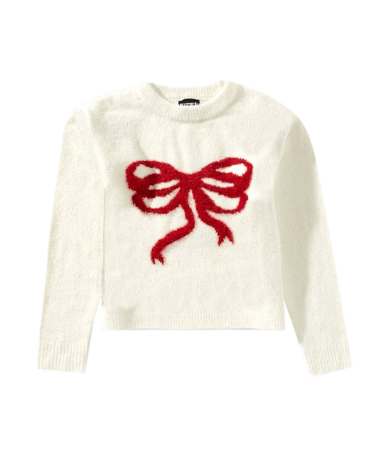 Tween Maggie Glitter Bow Sweater - CAKEWISH