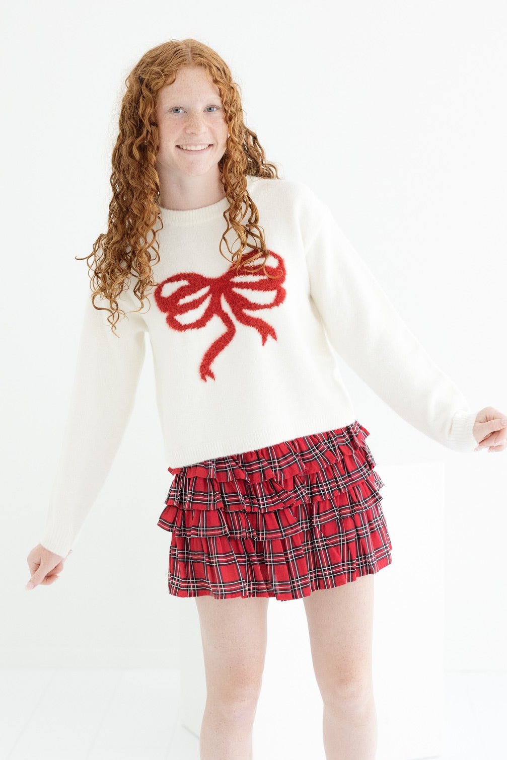 Tween Maggie Glitter Bow Sweater - CAKEWISH