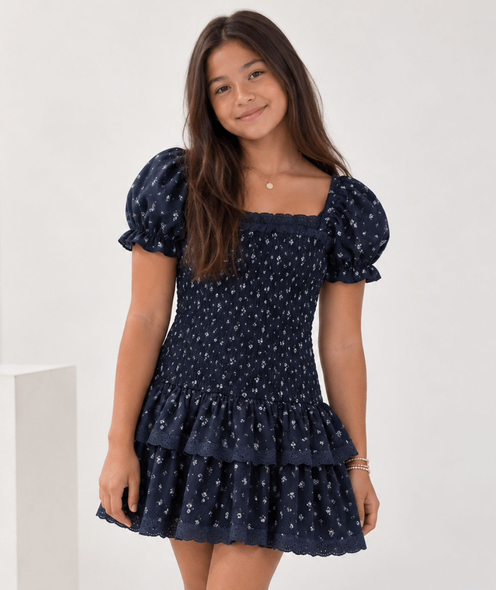 Tween Melina Smocked Drop Waist Dress - CAKEWISH