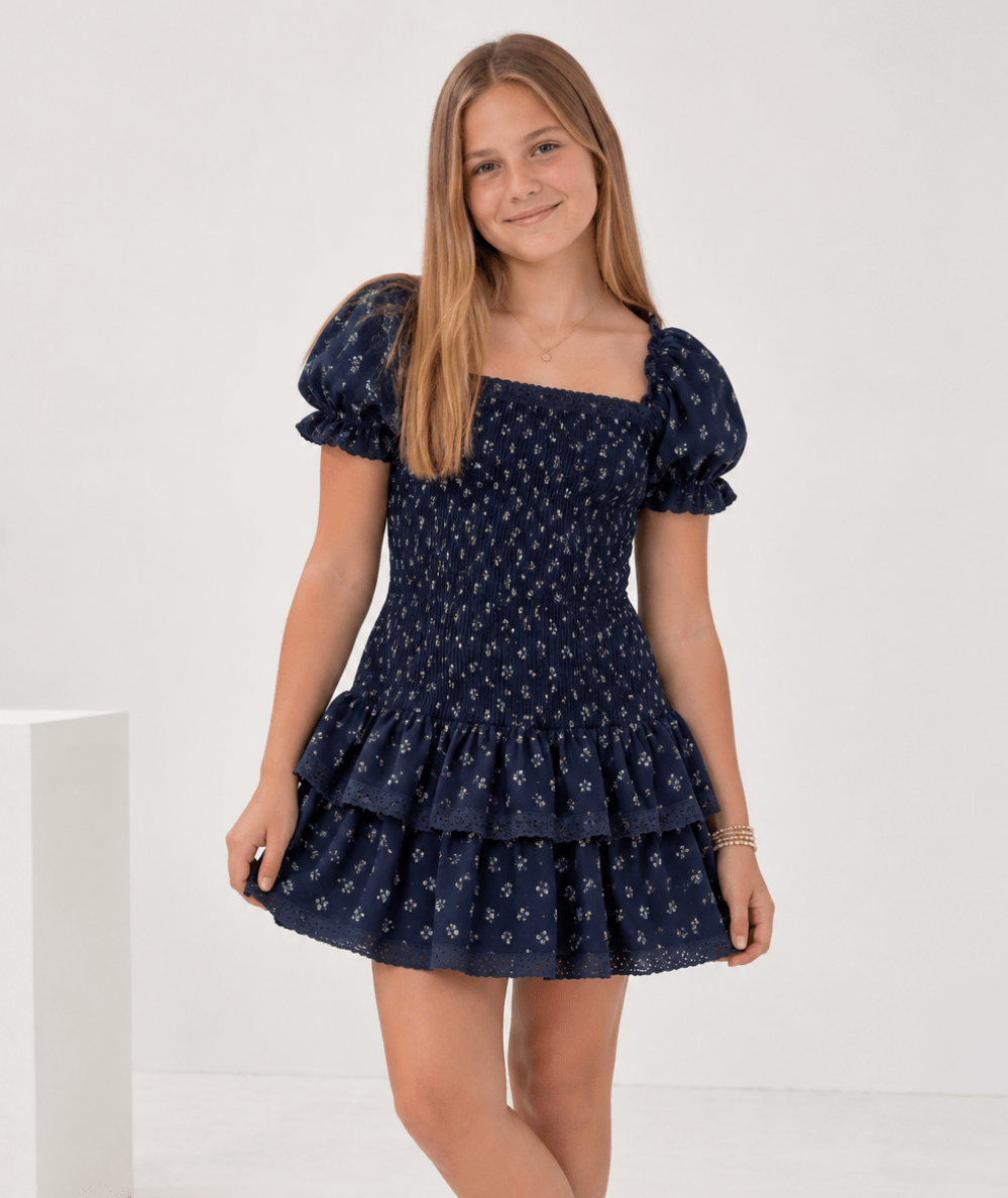 Tween Melina Smocked Drop Waist Dress - CAKEWISH
