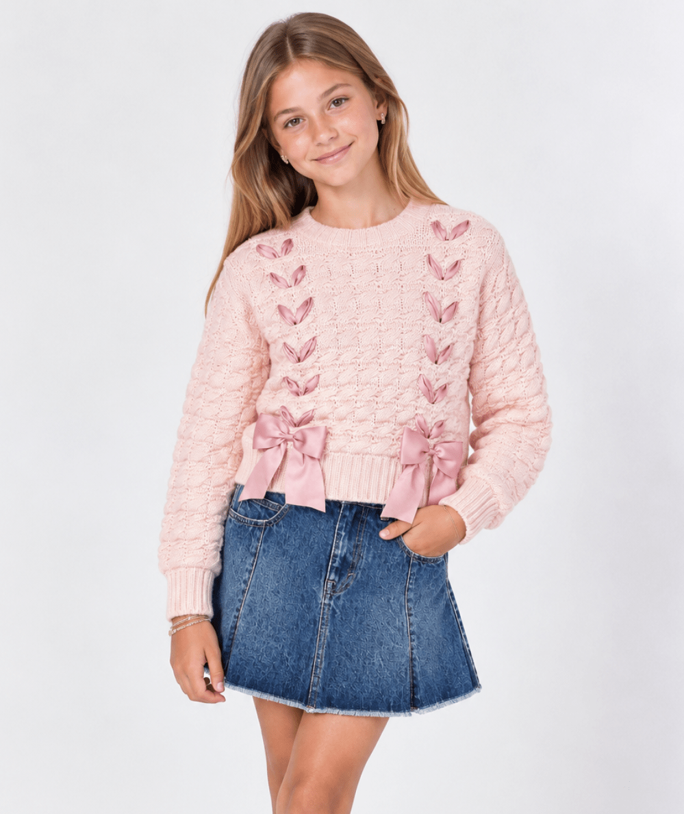 Tween Minetta Pullover Bow Sweater - CAKEWISH