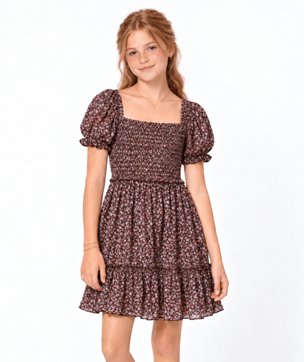 Tween Molly Long Sleeve Print Dress - CAKEWISH