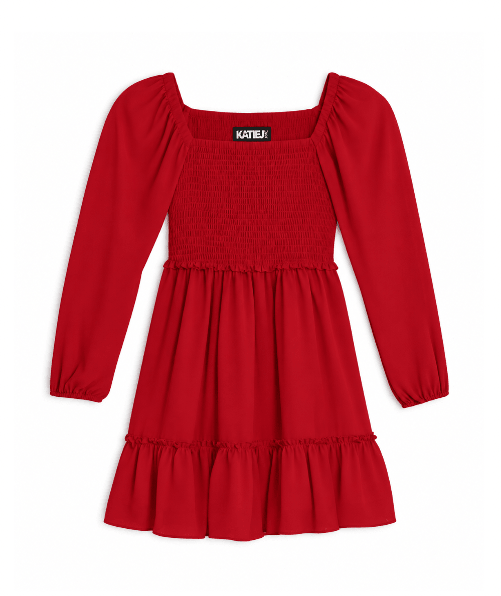 Tween Molly Long Sleeve Silky Georgette Dress - CAKEWISH