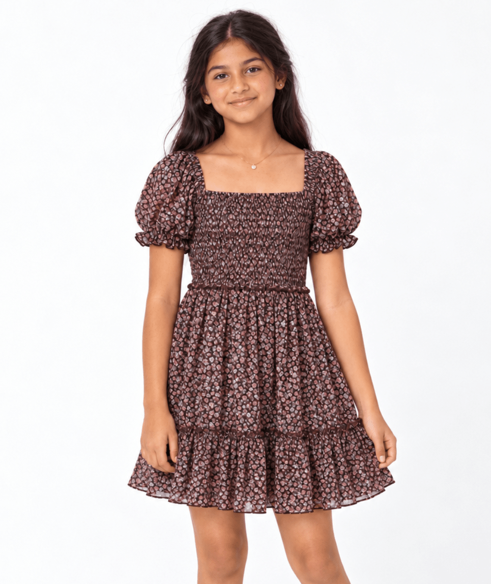 Tween Molly Short Sleeve Print Dress - CAKEWISH
