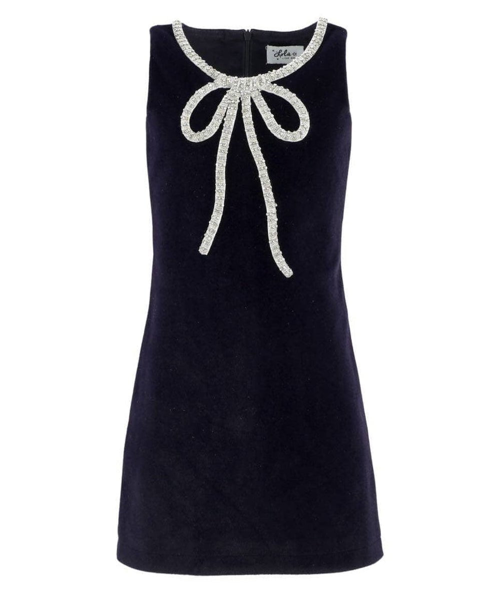 Tween Navy Velvet Bow Princess Dress by Lola and the Boys - CAKEWISH
