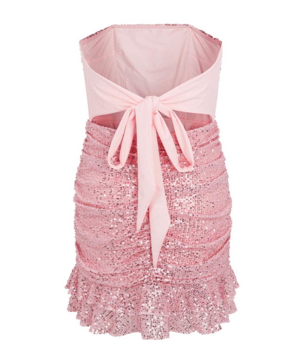 Tween Ophelia Pink Strapless Sequin Mini Party Dress - CAKEWISH