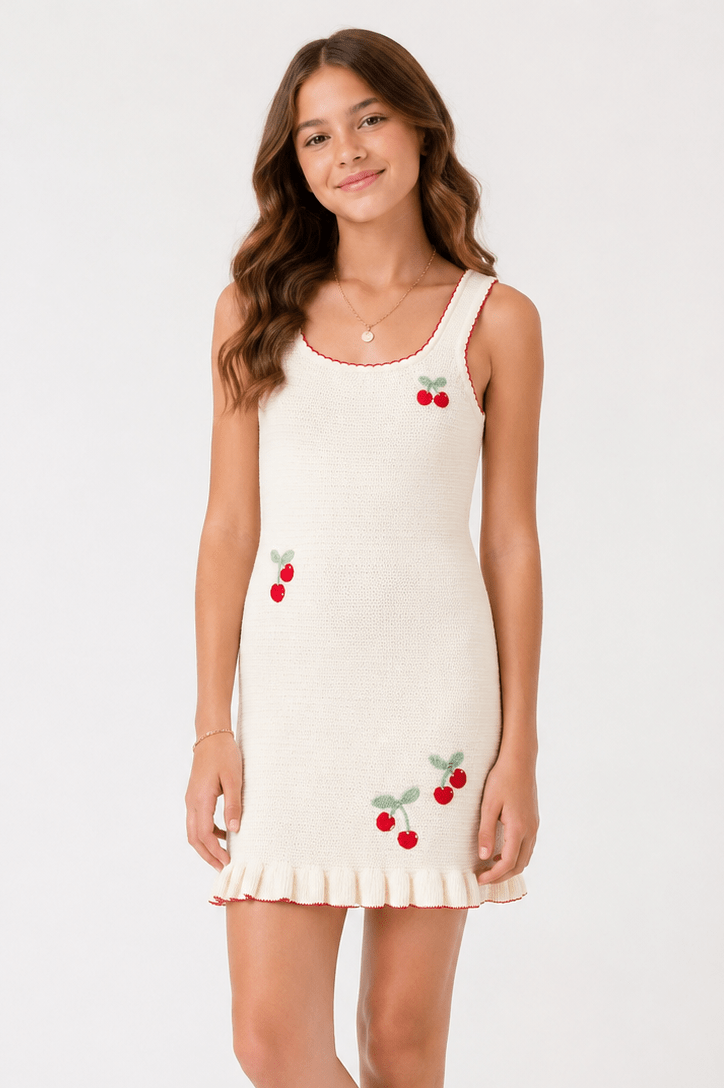 Tween Ottie Crochet Cherry Dress - CAKEWISH