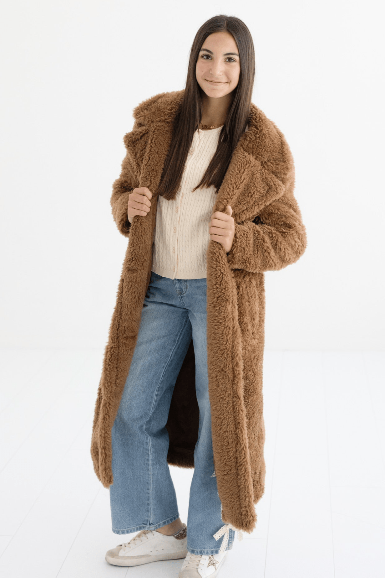 Tween Paddie Long Sherpa Coat - CAKEWISH