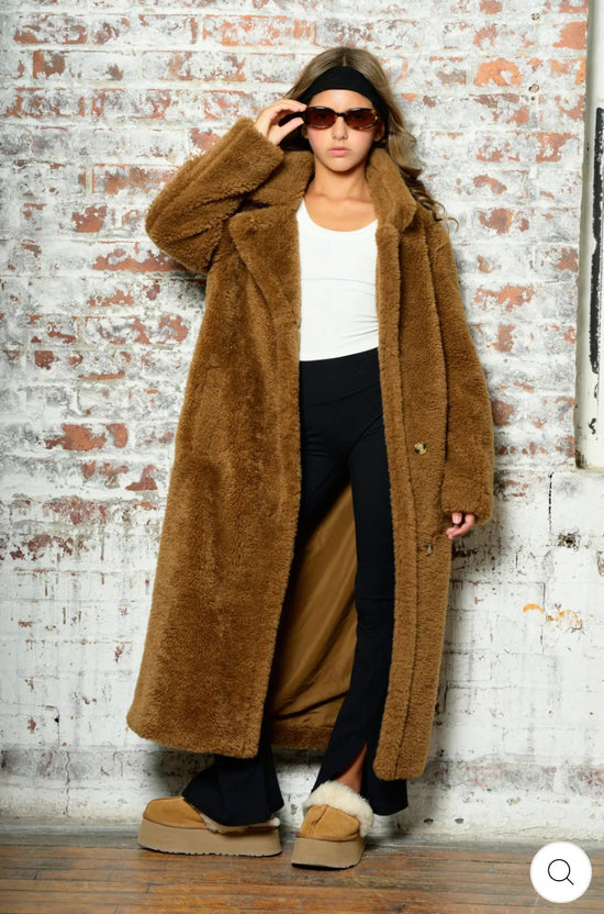 Tween Paddie Long Sherpa Coat - CAKEWISH