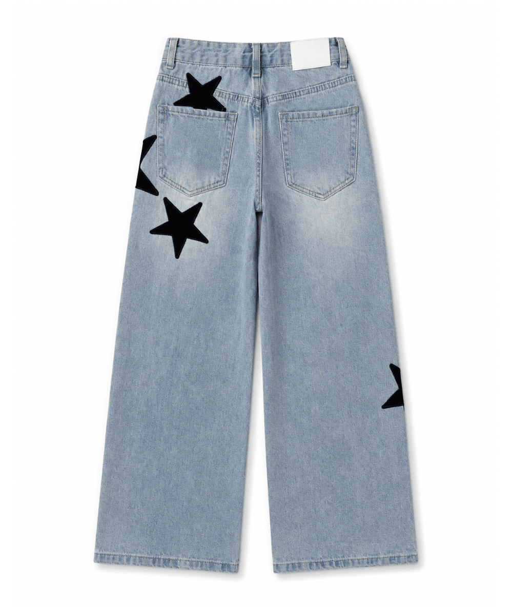 Tween Philly Star Patch Wide Leg Jean - CAKEWISH