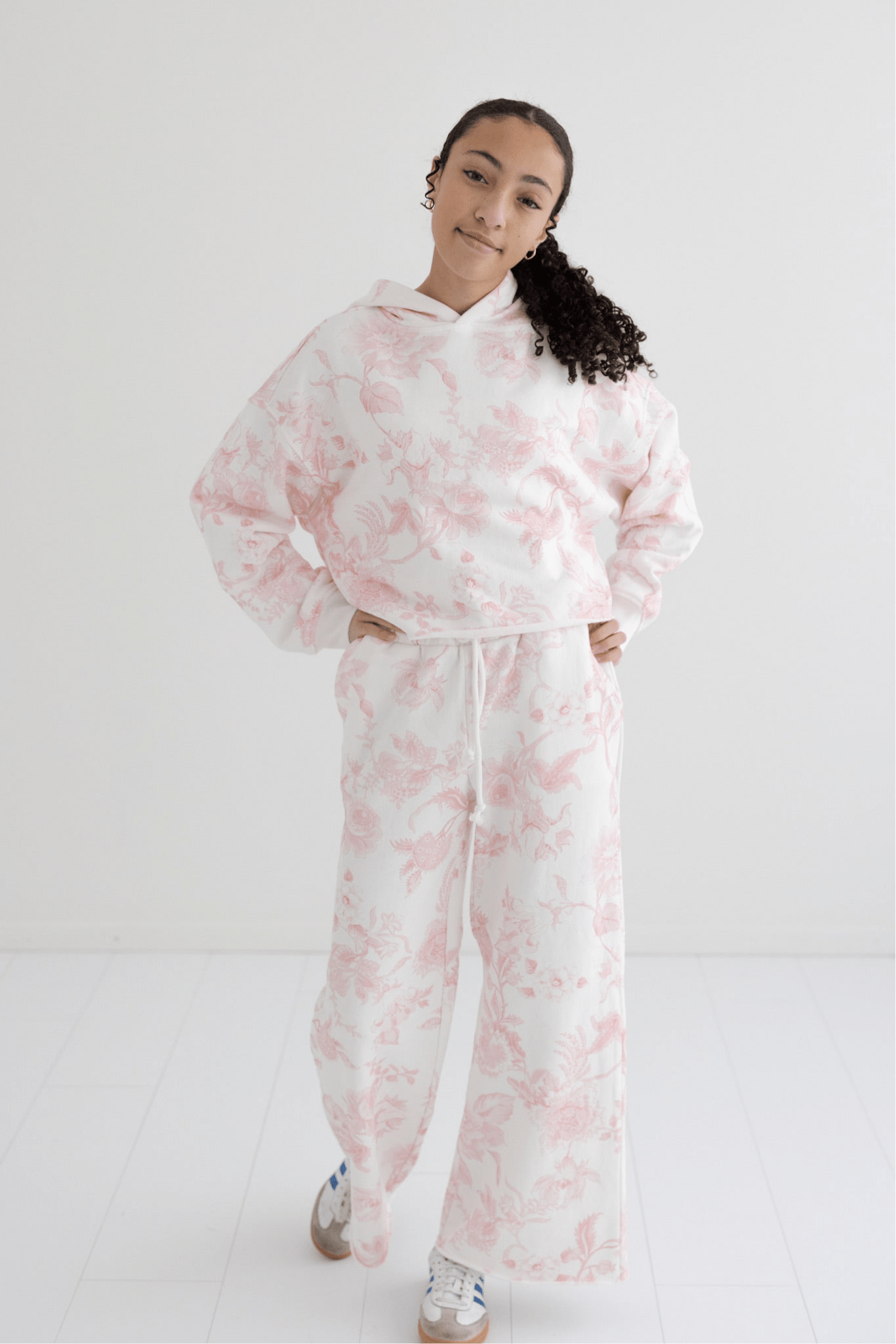 Tween Pink Toile Cody Crop Hoodie - CAKEWISH