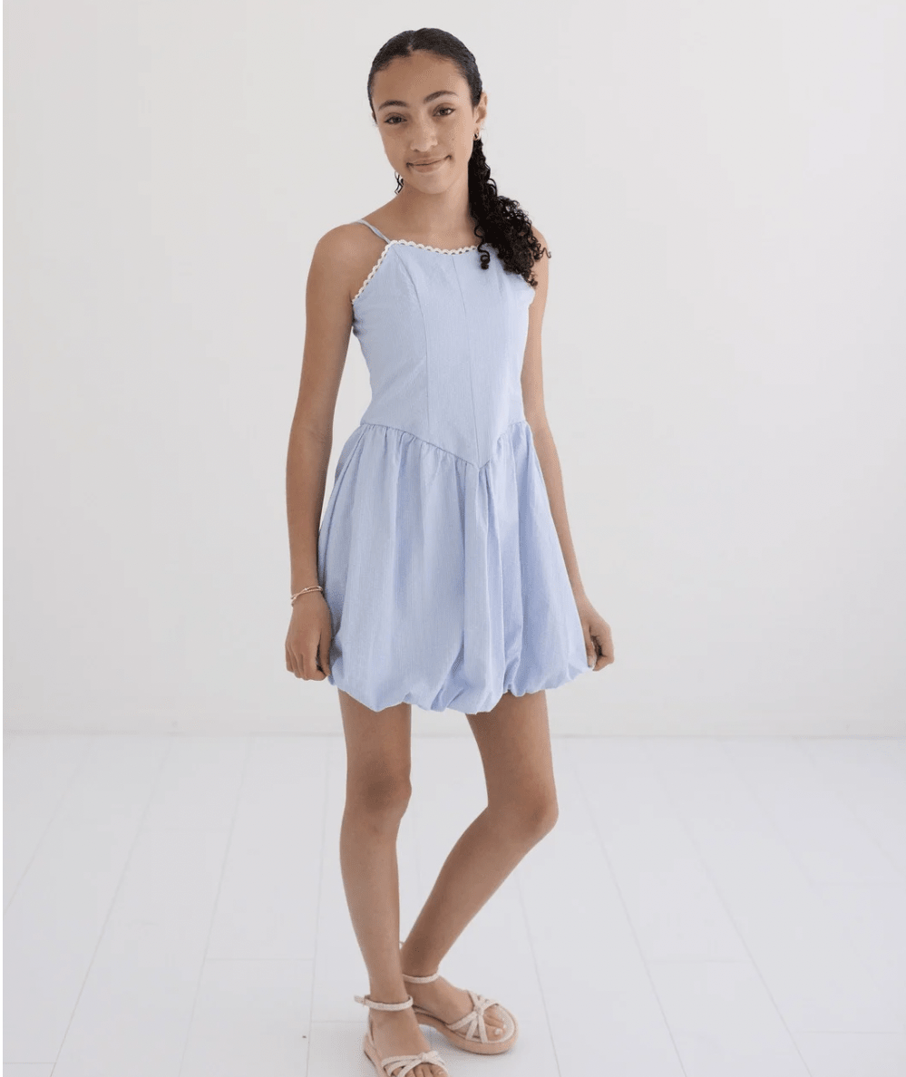Tween Pinstripe Bubble Dress - CAKEWISH