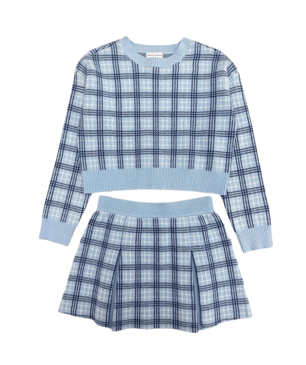 Tween Plaid Pleated Sweater Skirt - CAKEWISH