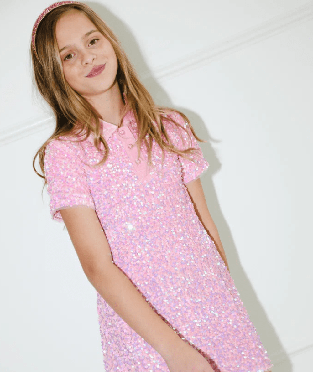 Tween Preppy Soft Sequin Dress - CAKEWISH