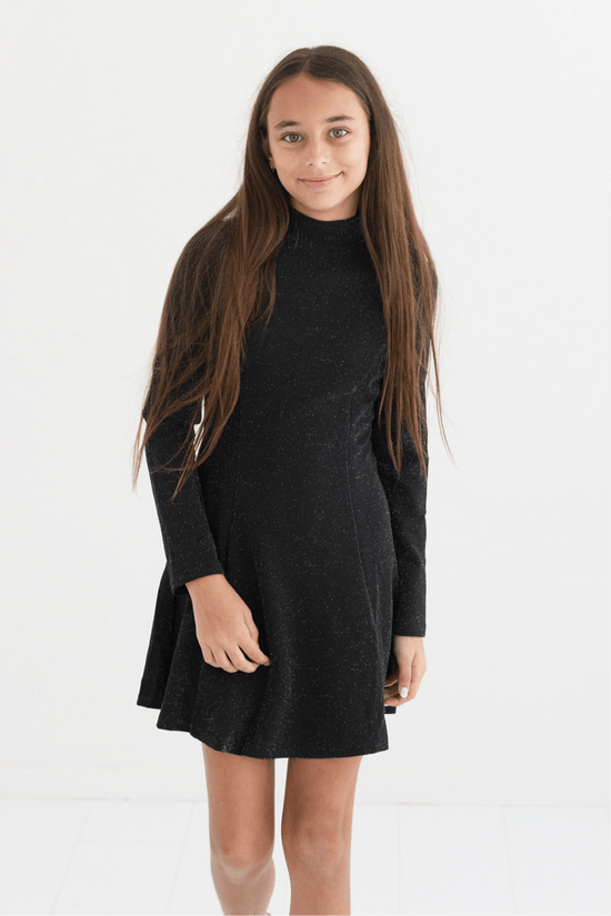 Tween Priscilla Sparkle High Neck Long Sleeve Dress - CAKEWISH