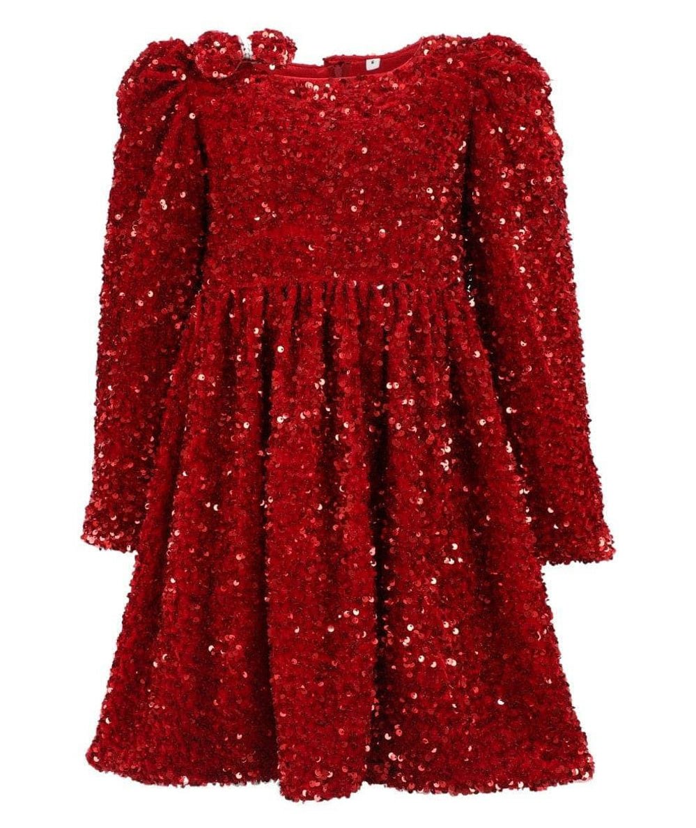 Ruby red sequin Tween Party Shimmer Dress by Lola and the Boys - CAKEWISH